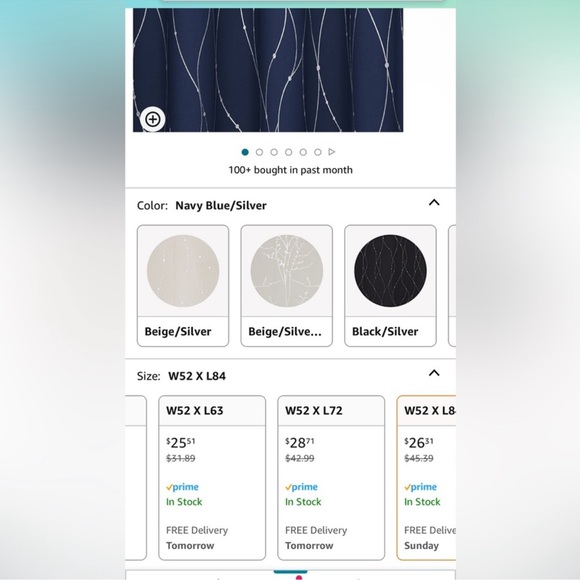 2 navy black out curtains with gold - Picture 2 of 3